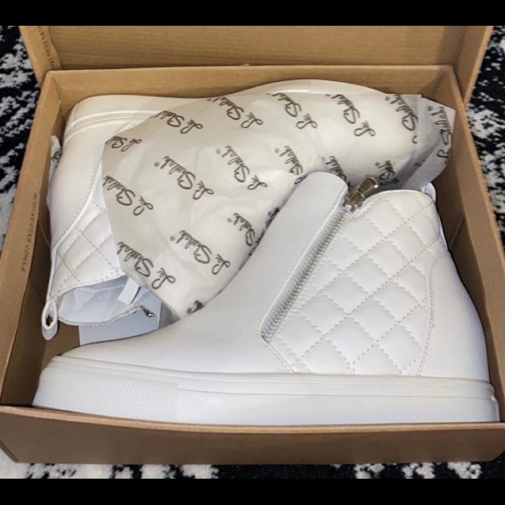 White Faux Leather Sneakers